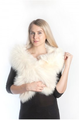 White cream fox fur scarf